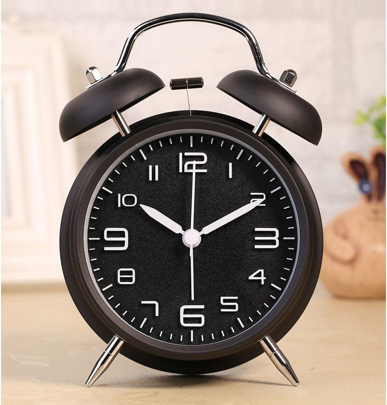 Metal Twin Bell Double Metal Alarm Clock Analogue Silent Clock Bedside Clock