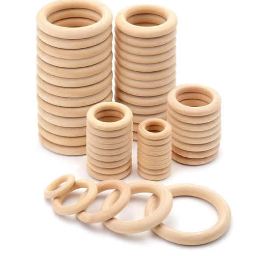 Wood rings raw natural round craft donut ring wooden circle beads Jewelry Making