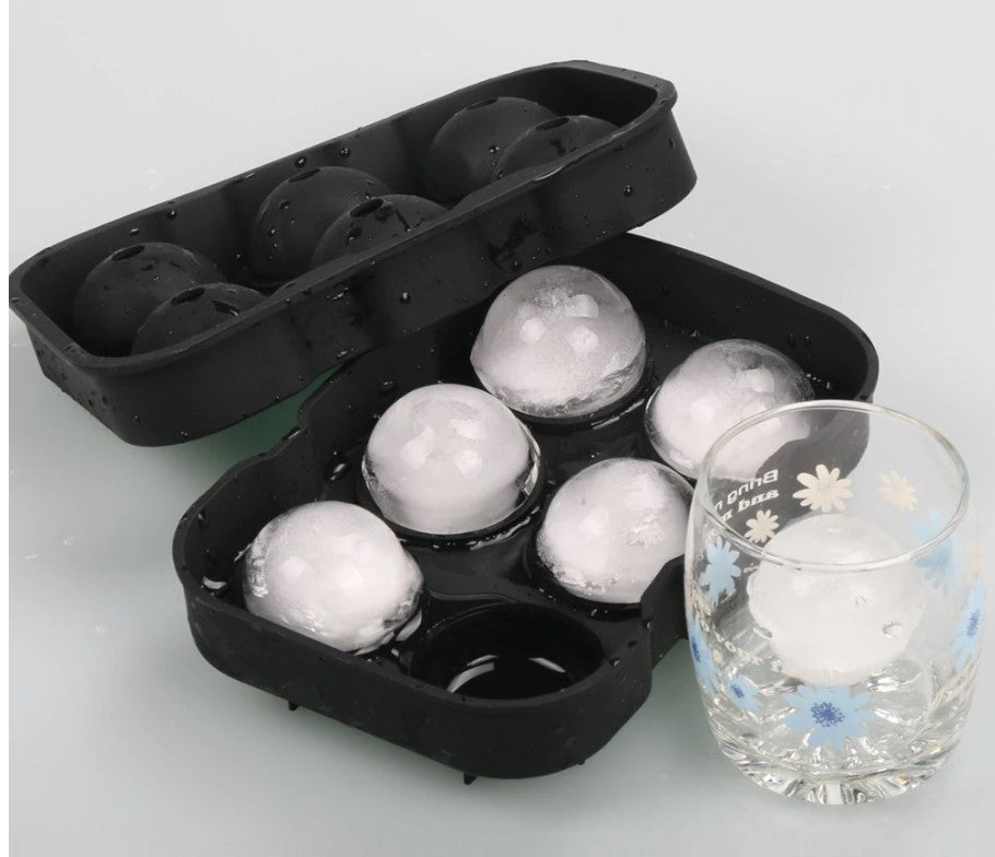 6 Large Ice Balls Maker Ice Cube Tray Sphere Round Cocktails Molds Whiskey