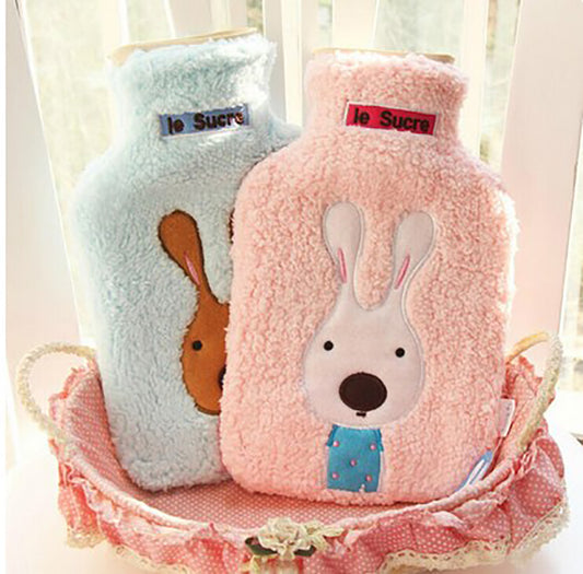 2000ml HOT WATER BOTTLE Winter Warm Rubber Bag w Knitted Cover Relaxing Warmer