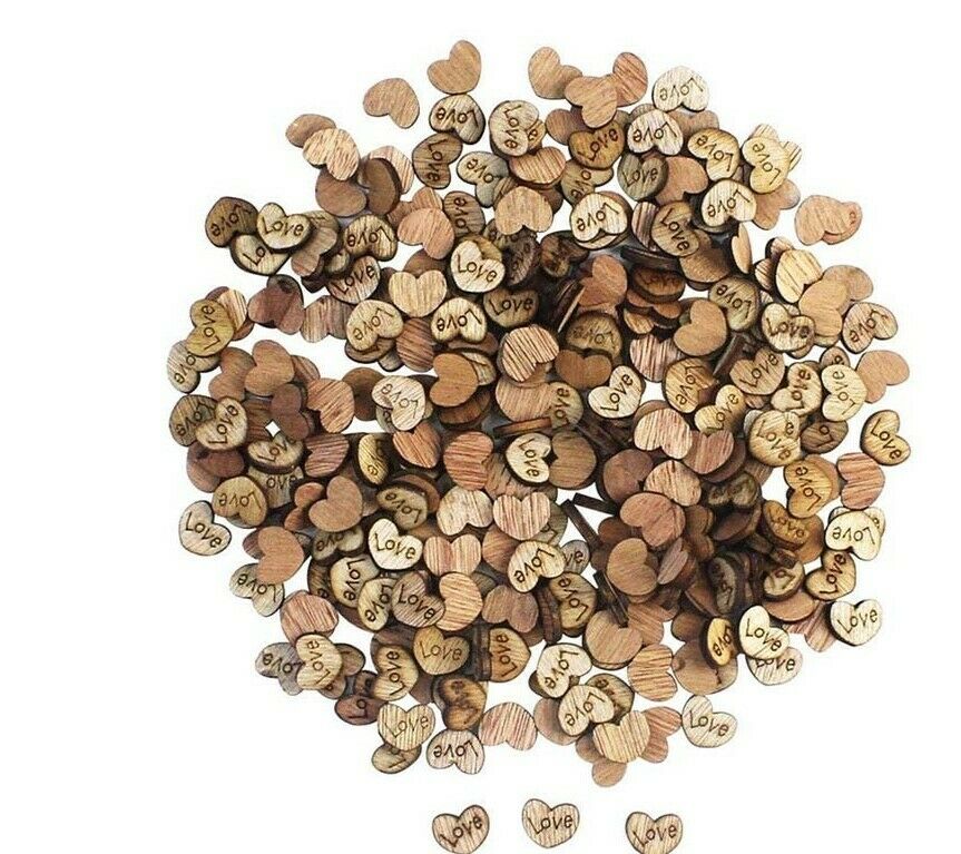 200 pcs Rustic Wooden Love Heart Wedding Table Scatter Decoration Crafts Party