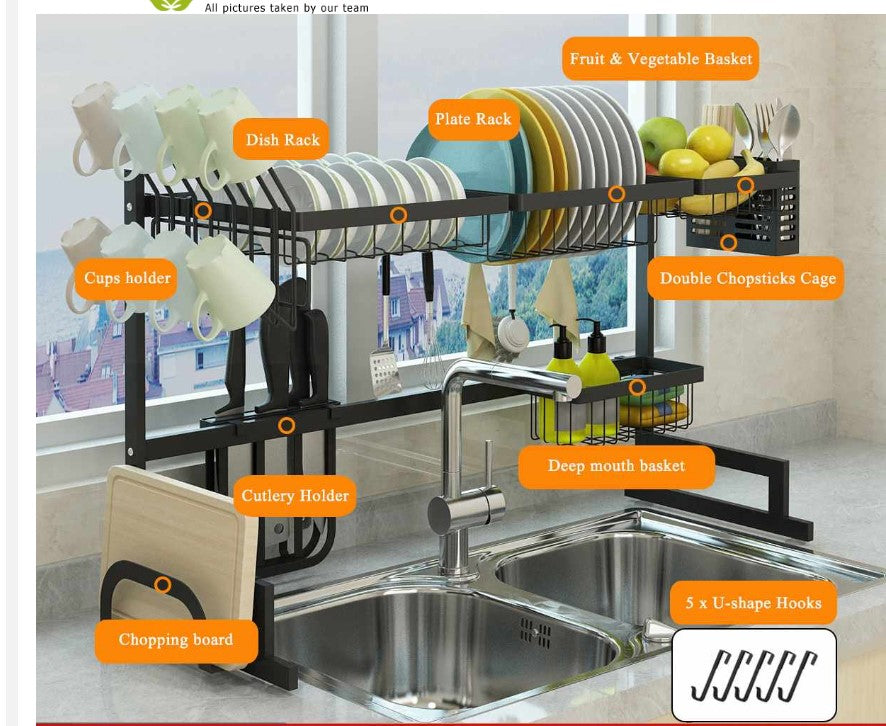 Over Sink Dish Drying Rack Kitchen Organizer Stainless Steel Cutlery Holder