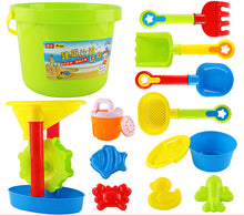Load image into Gallery viewer, 13 pcs Sandpit Bucket Toys Kids Square Sand Pit Outdoor Beach Play Gift
