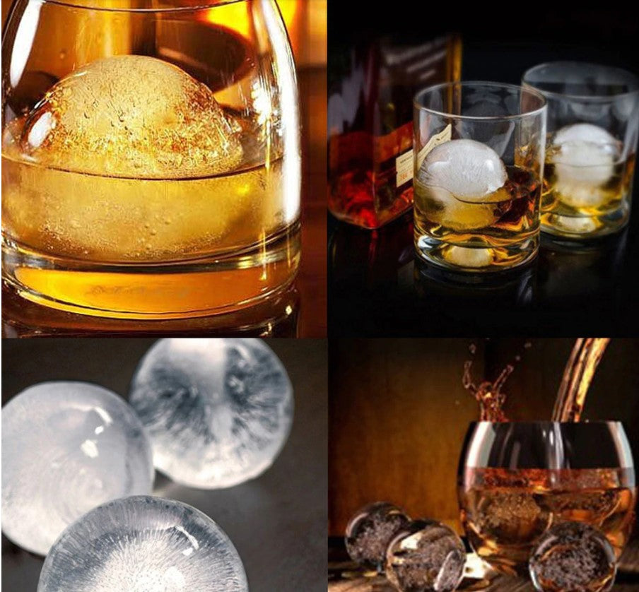 6 Large Ice Balls Maker Ice Cube Tray Sphere Round Cocktails Molds Whiskey