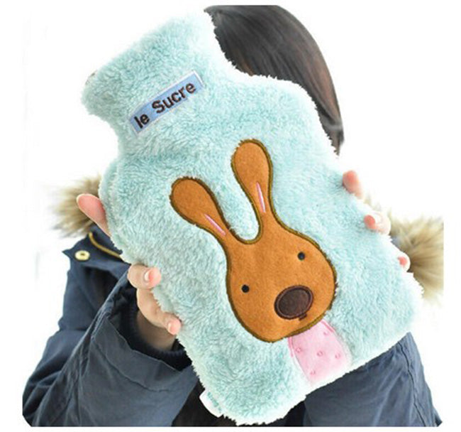 2000ml HOT WATER BOTTLE Winter Warm Rubber Bag w Knitted Cover Relaxing Warmer