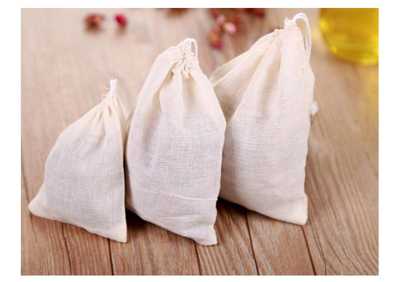 5x Cotton Muslin Coffee Cheese Milk Filter Bag Spices Tea Drawstring