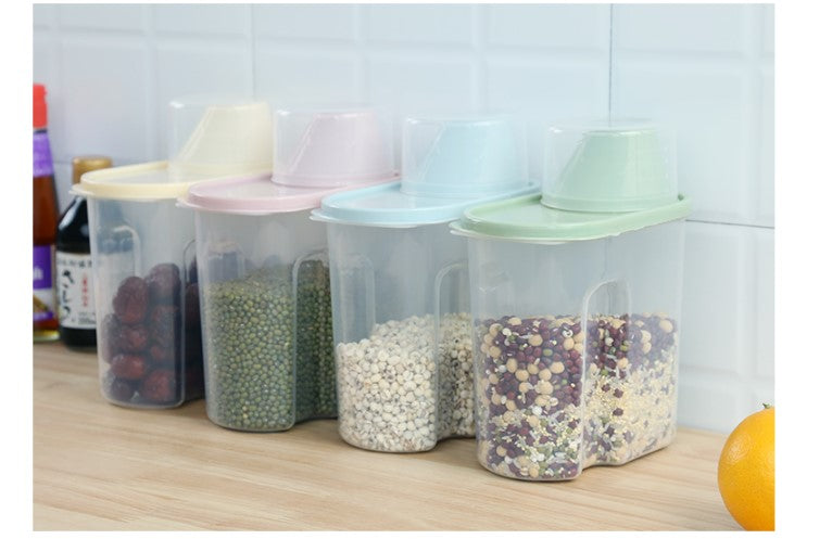 4pcs Food Storage Box Plastic Clear Container Set with Pour Lids Kitchen Storage