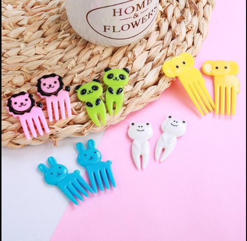 10PCS Decor Lunch Box Accessory Fruit Picks Kids' Animal Forks Food Mini Tool