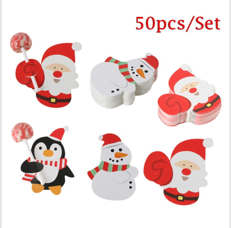 50PCS Christmas Party Lollipop Lolly Holder Sugar-loaf Paper Card Holder Santa