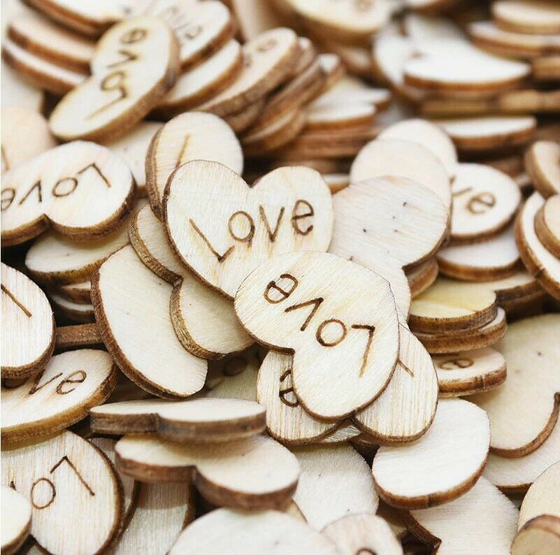 200 pcs Rustic Wooden Love Heart Wedding Table Scatter Decoration Crafts Party