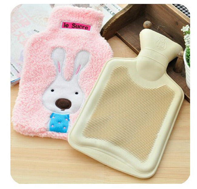 2000ml HOT WATER BOTTLE Winter Warm Rubber Bag w Knitted Cover Relaxing Warmer