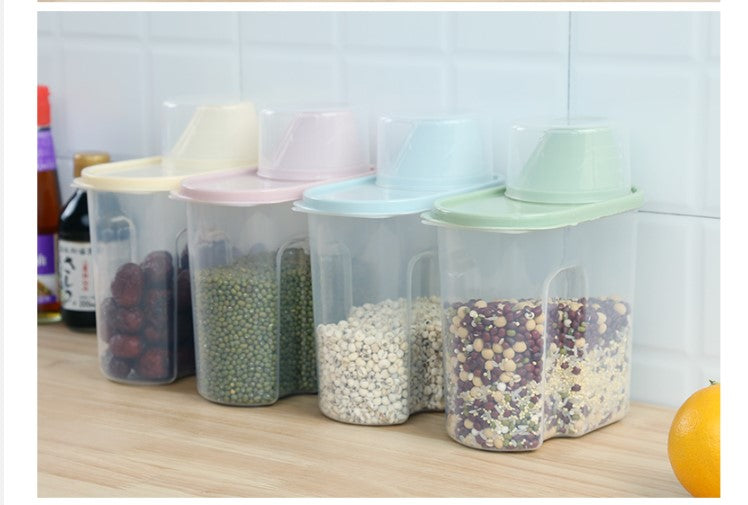 4pcs Food Storage Box Plastic Clear Container Set with Pour Lids Kitchen Storage