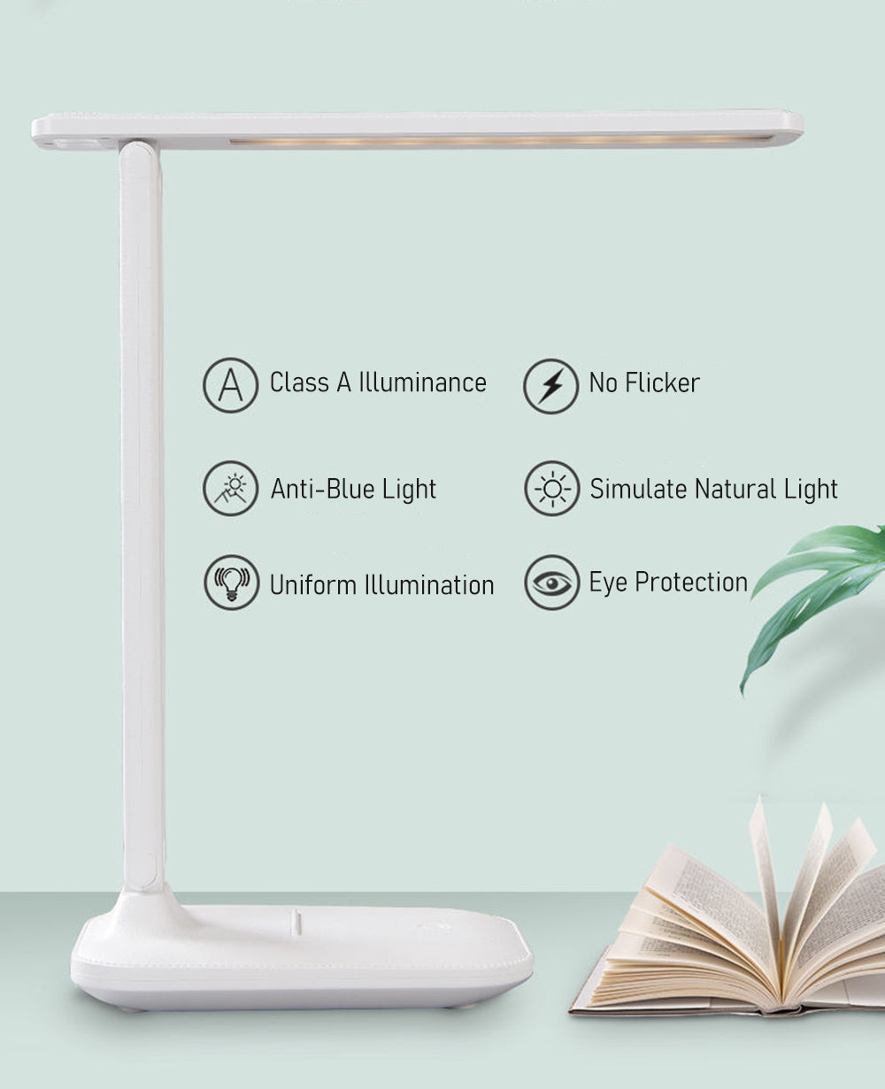 USB Rechargeable LED Touch Table Light Bedside Study Reading Light Dimmable