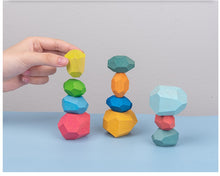 Load image into Gallery viewer, Educational Creative Wooden Colored Stacking Balancing Stone Building Blocks Hot
