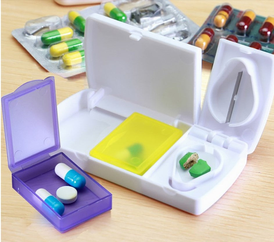 Pill Cutter Tablet Splitter Medicine Case Pill Box Portable Pill Box