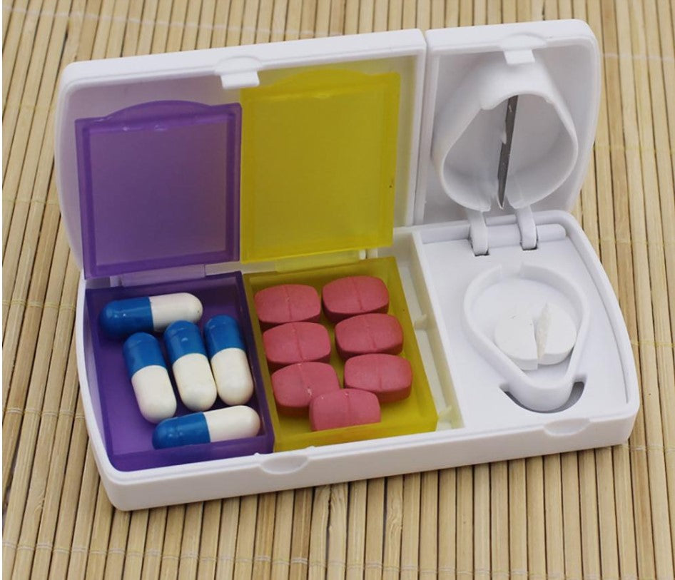 Pill Cutter Tablet Splitter Medicine Case Pill Box Portable Pill Box