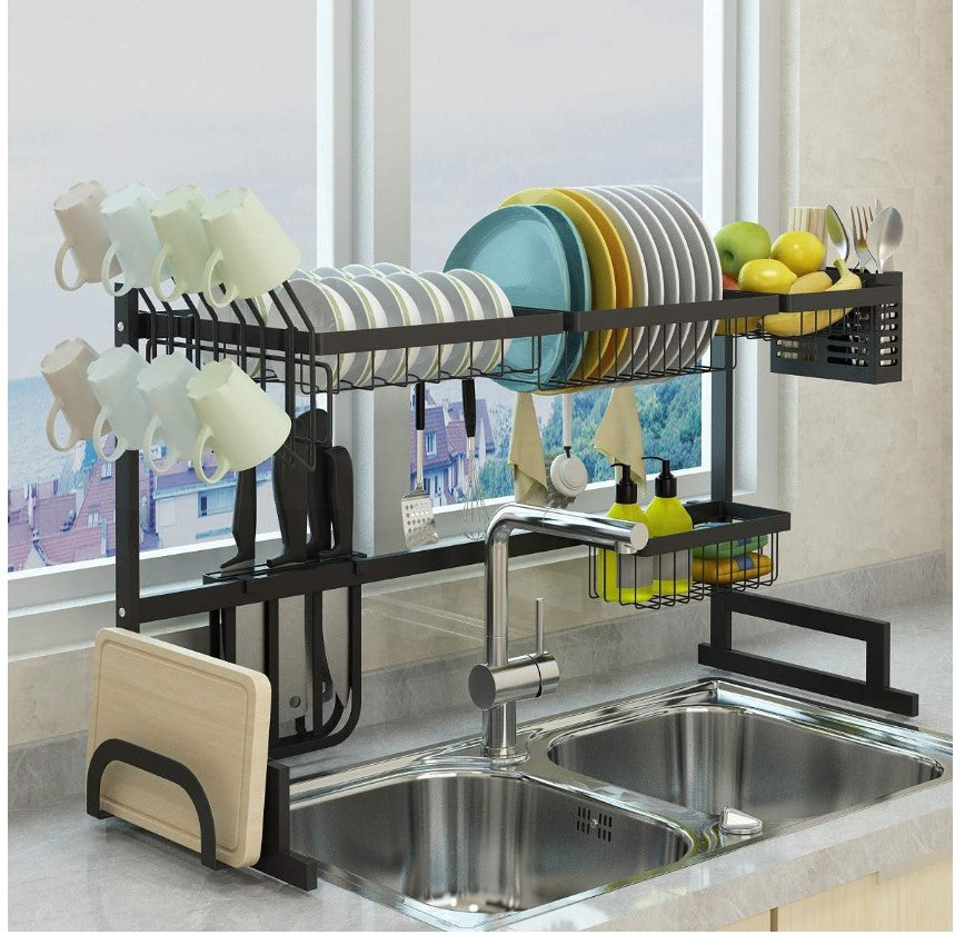 Over Sink Dish Drying Rack Kitchen Organizer Stainless Steel Cutlery Holder