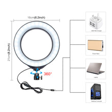 Load image into Gallery viewer, PULUZ USB 3 Modes Dimmable LED Ring Vlogging Photography Video Lights with Stand for Make-up and YouTube Video vlogging Equipment + Trip
