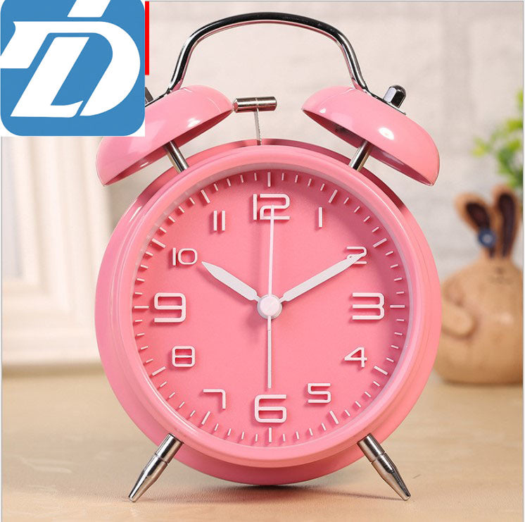 Metal Twin Bell Double Metal Alarm Clock Analogue Silent Clock Bedside Clock