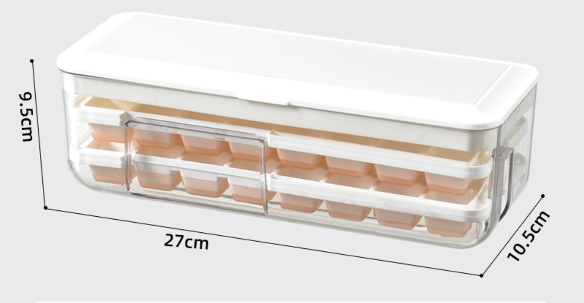 Double Layer 24 grids Silicone Ice Tray Mold Ice Cube Maker Container Box Ice