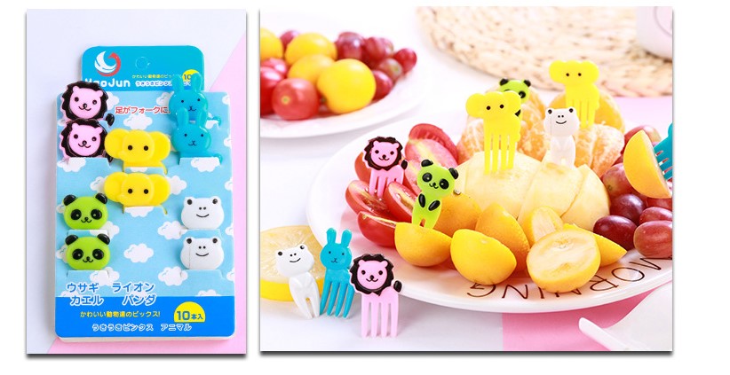 10PCS Decor Lunch Box Accessory Fruit Picks Kids' Animal Forks Food Mini Tool